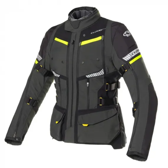 CHAQUETA CLOVER GTS-4 WATERPROOF AIRBAG LADY GRIS OCURO AMARILLO FLUOR NEGRO