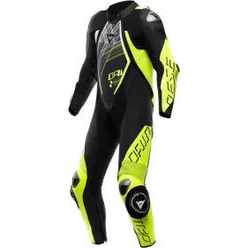 MONO DAINESE AUDAX D-ZIP 1 PIEZA PROFESIONAL PERFORADO NEGRO AMARILLO FLUOR BLANCO