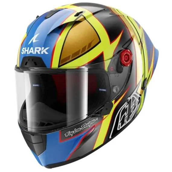 CASCO SHARK RACE-R PRO GP 06 REPLICA CAM PETERSEN TROY LEE DESIGNS AYB ANTRACITA AMARILLO AZUL