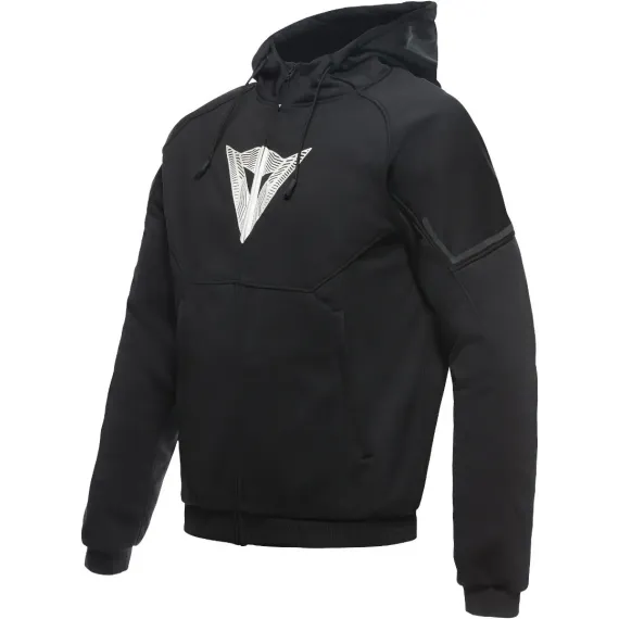 SUDADERA CON CAPUCHA Y CREMALLERA DAINESE DAEMON-X SAFETY HOODIE FULL ZIP NEGRO NEGRO BLANCO