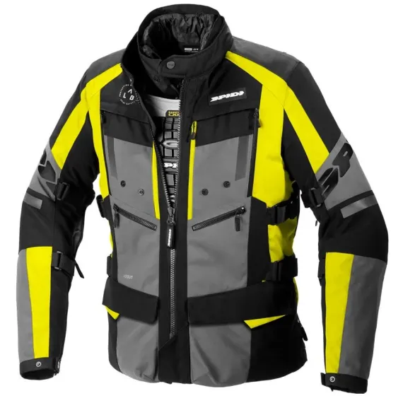 CHAQUETA SPIDI 4 SEASON EVO NEGRO GRIS AMARILLO FLUOR