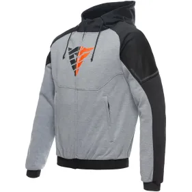 SUDADERA CON CAPUCHA Y CREMALLERA DAINESE DAEMON-X SAFETY HOODIE FULL ZIP GRIS NEGRO ROJO FLUOR