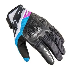 GUANTES SPIDI FLASH R EVO LADY BLANCO AZUL ROSA