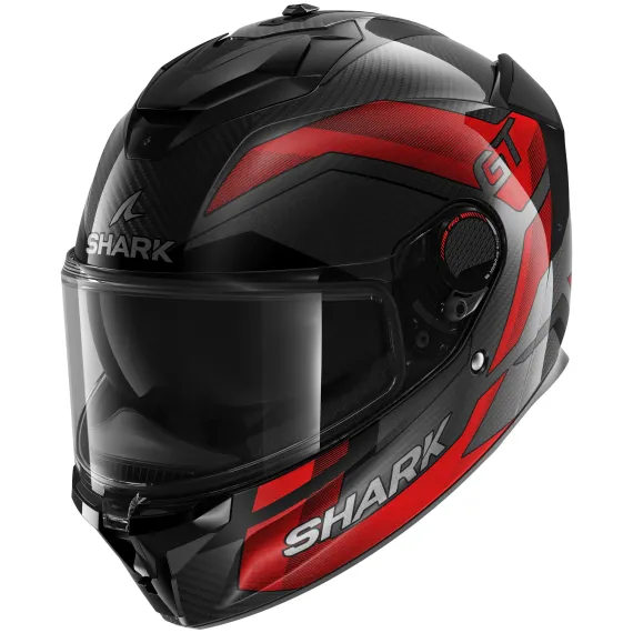 CASCO SHARK SPARTAN GT PRO CARBON RITMO DRU CARBONO ROJO CROMADO