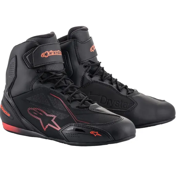 ZAPATILLAS ALPINESTARS FASTER-3 DRYSTAR NEGRO ROJO FLUOR