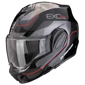 CASCO SCORPION EXO-TECH EVO PRO COMMUTA NEGRO PLATA ROJO