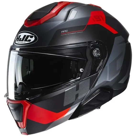 CASCO HJC I91 CARST MC1SF NEGRO MATE ROJO