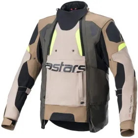 CHAQUETA ALPINESTARS HALO DRYSTAR KAKI OSCURO ARENA AMARILLO FLUOR