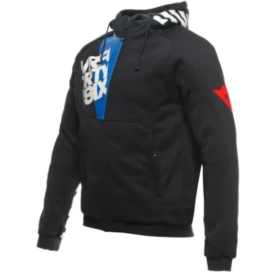 CHAQUETA SUDADERA DAINESE VR46 VALENTINO ROSSI DAEMON-X SAFETY HOODIE FULL ZIP NEGRO BLANCO AZUL