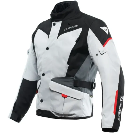 CHAQUETA DAINESE TEMPEST 3 D-DRY GRIS GLACIAR NEGRO ROJO LAVA