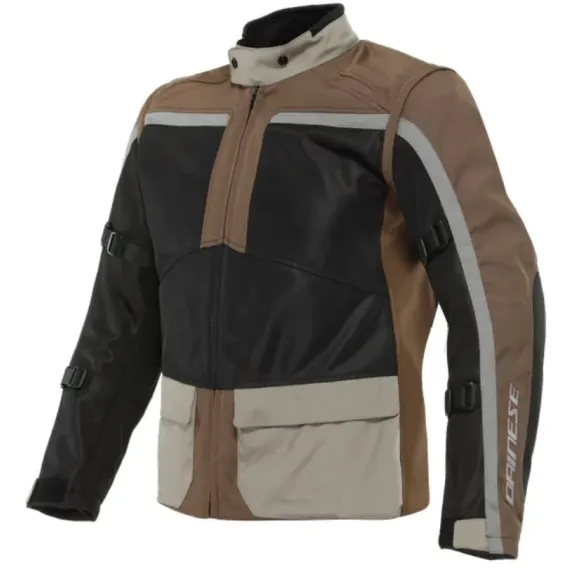 CHAQUETA DAINESE OUTLAW TEX NEGRO MARRON NOGAL GRIS CARBON