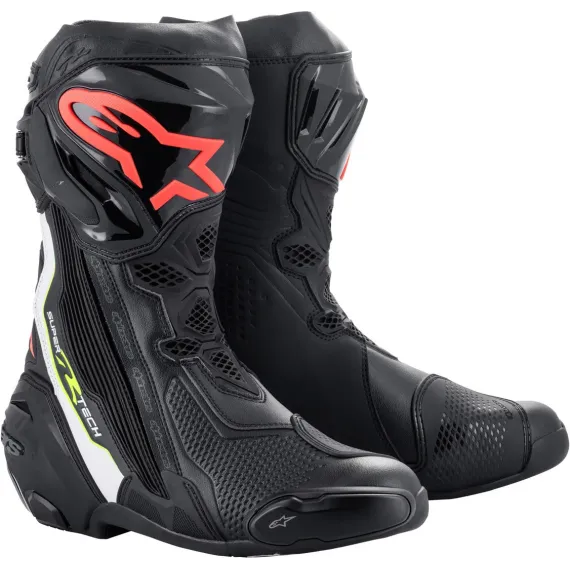 BOTAS ALPINESTARS SUPERTECH R NEGRO BLANCO ROJO FLUOR AMARILLO FLUOR