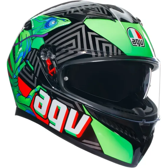 CASCO AGV K3 E2206 KAMALEON NEGRO ROJO VERDE