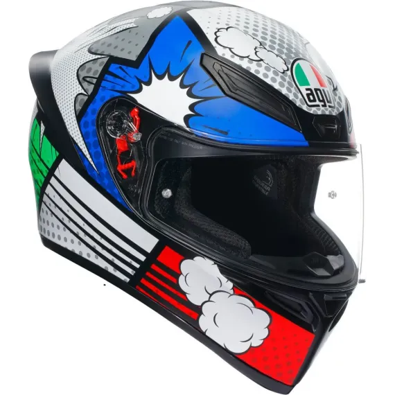 CASCO AGV K1 S E2206 BANG ITALIA BLANCO MATE ROJO VERDE AZUL