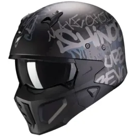 CASCO SCORPION EXO COVERT-X WALL NEGRO MATE PLATA