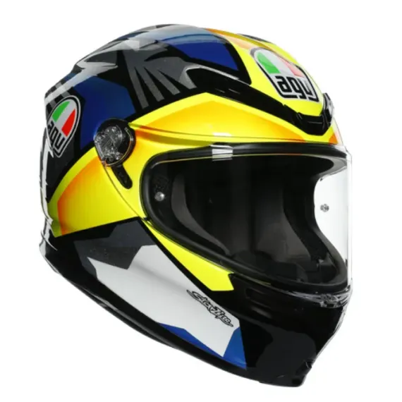 CASCO AGV K6 JOAN MIR NEGRO AZUL AMARILLO FLUOR