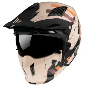 CASCO MT STREETFIGHTER SV SKULL 2020 A14 MARRON NEGRO NARANJA MATE