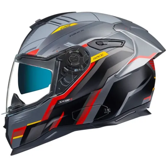 CASCO NEXX SX.100R GRIDLINE GRIS MATE ROJO