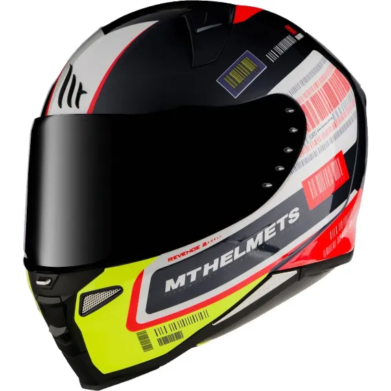 CASCO MT REVENGE 2 RS A1 NEGRO BLANCO AMARILLO FLUOR ROJO FLUOR