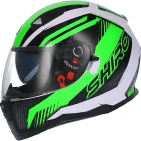 CASCO SHIRO SH-881 SV MOTEGI II NEGRO VERDE FLUOR BLANCO