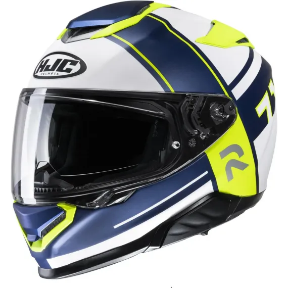 CASCO HJC RPHA 71 ZECHA MC3HSF BLANCO MATE AMARILLO FLUOR AZUL