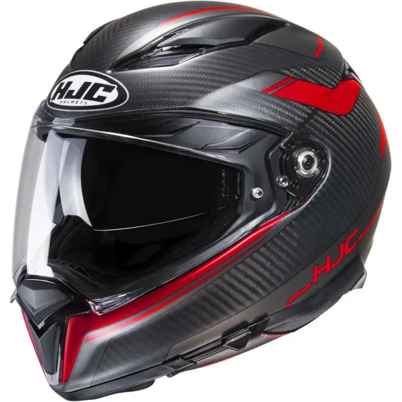 CASCO HJC F70 CARBON UBIS MC1SF CARBONO MATE ROJO