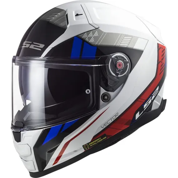 CASCO LS2 FF811 VECTOR II STYLUS BLANCO NEGRO ROJO AZUL