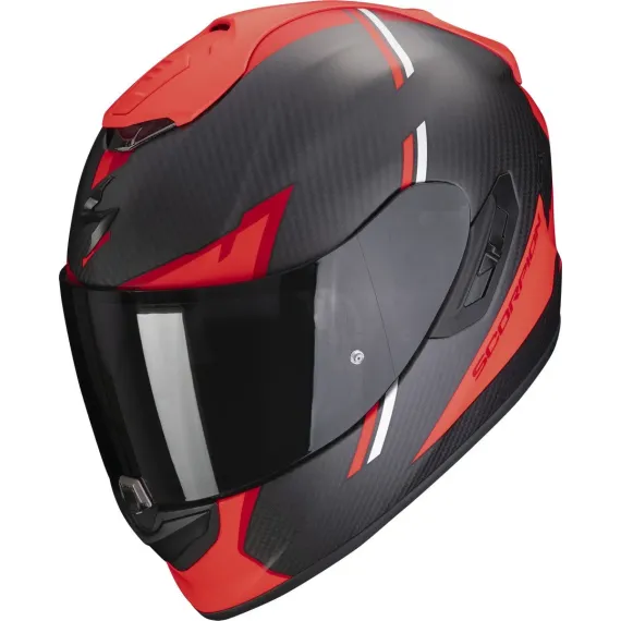 CASCO SCORPION EXO-1400 EVO CARBON AIR KENDAL NEGRO MATE ROJO