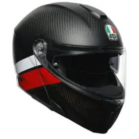 CASCO AGV SPORTMODULAR LAYER CARBONO ROJO BLANCO