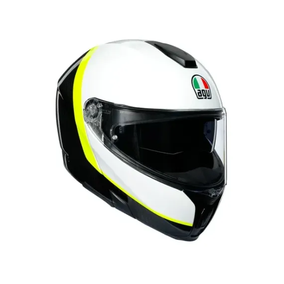 CASCO AGV SPORTMODULAR RAY CARBON BLANCO AMARILLO FLUOR