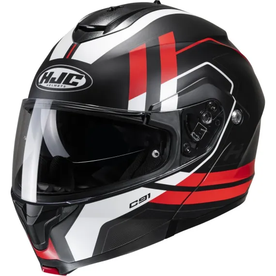 CASCO HJC C91 OCTO MC1SF NEGRO MATE BLANCO ROJO