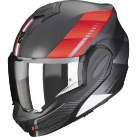 CASCO SCORPION EXO-TECH EVO CARBON GENUS NEGRO MATE ROJO