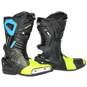 BOTAS BOOSTER X-RACE NEGRO AMARILLO FLUOR AZUL