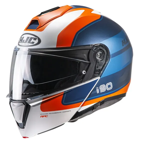 CASCO HJC I90 WASCO MC27SF AZUL MATE NARANJA BLANCO