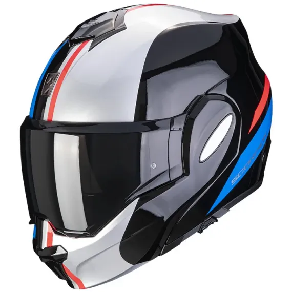 CASCO SCORPION EXO-TECH FORZA NEGRO PLATA ROJO AZUL