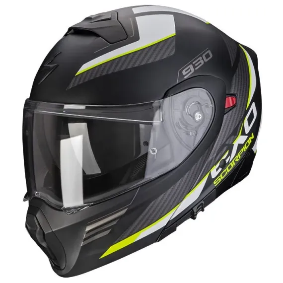 CASCO SCORPION EXO-930 NAVIG NEGRO MATE AMARILLO FLUOR