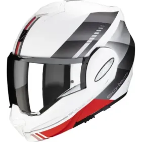 CASCO SCORPION EXO-TECH EVO GENRE BLANCO MATE PLATA ROJO