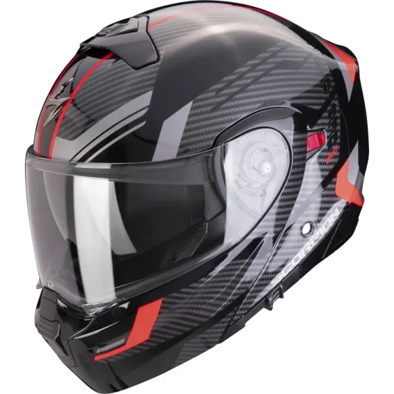 CASCO SCORPION EXO-930 EVO SIKON NEGRO PLATA ROJO