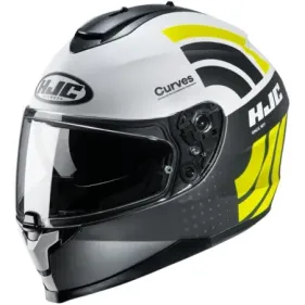 CASCO HJC C70 CURVES MC4HSF BLANCO MATE GRIS AMARILLO FLUOR