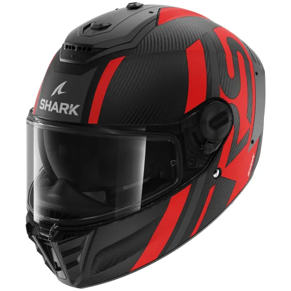 CASCO SHARK SPARTAN RS CARBON SHAWN MAT DAR CARBONO MATE ANTRACITA ROJO