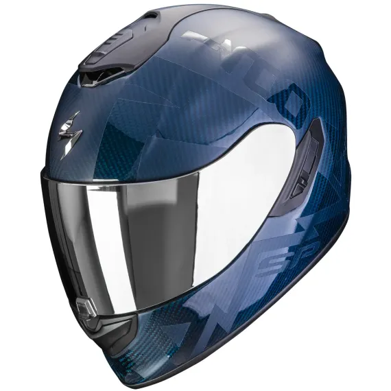 CASCO SCORPION EXO-1400 EVO CARBON AIR CEREBRO AZUL