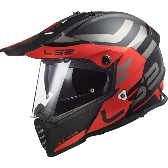 CASCO LS2 MX436 PIONEER EVO ADVENTURER NEGRO MATE ROJO