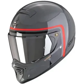 CASCO SCORPION EXO-HX1 NOSTALGIA GRIS CEMENTO NEGRO ROJO