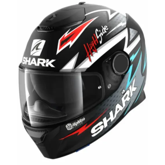 CASCO SHARK SPARTAN 1.2 ADRIAN PARASSOL MAT KSR NEGRO MATE PLATA ROJO