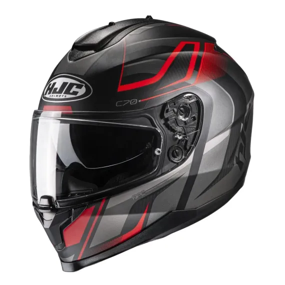 CASCO HJC C70 LANTIC MC1SF NEGRO MATE ANTRACITA ROJO