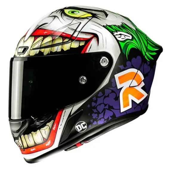 CASCO HJC RPHA 1 JOKER DC COMICS MC48SF BLANCO MATE VERDE MORADO