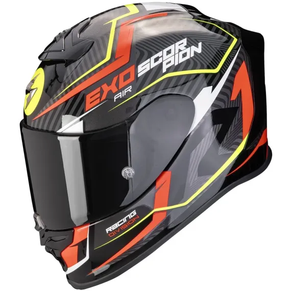 CASCO SCORPION EXO-R1 EVO AIR COUP NEGRO ROJO AMARILLO FLUOR