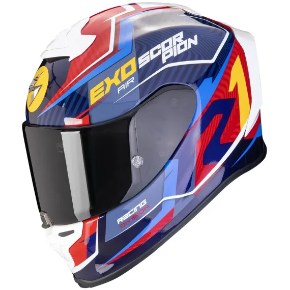 CASCO SCORPION EXO-R1 EVO AIR COUP AZUL ROJO AMARILLO