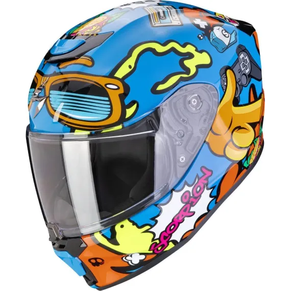 CASCO SCORPION EXO-JNR AIR FUN INFANTIL AZUL NARANJA