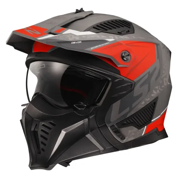 CASCO LS2 OF606 DRIFTER DEVOR PLATA MATE TITANIO ROJO